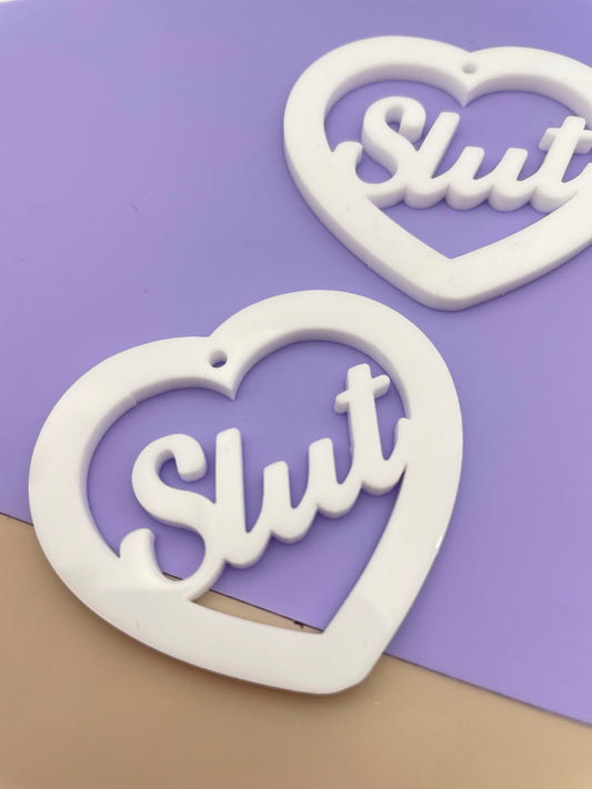 5cm Slut Swear word Heart Dangle Earring Mold