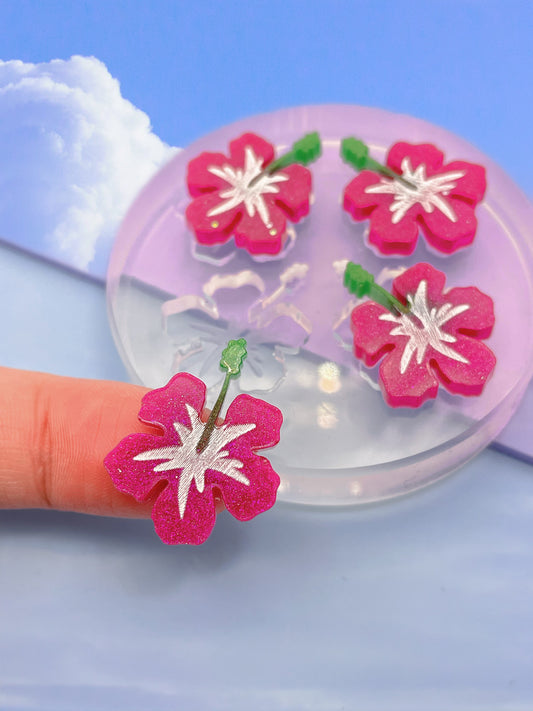 Small Hibiscus Flower Stud Earring Mold