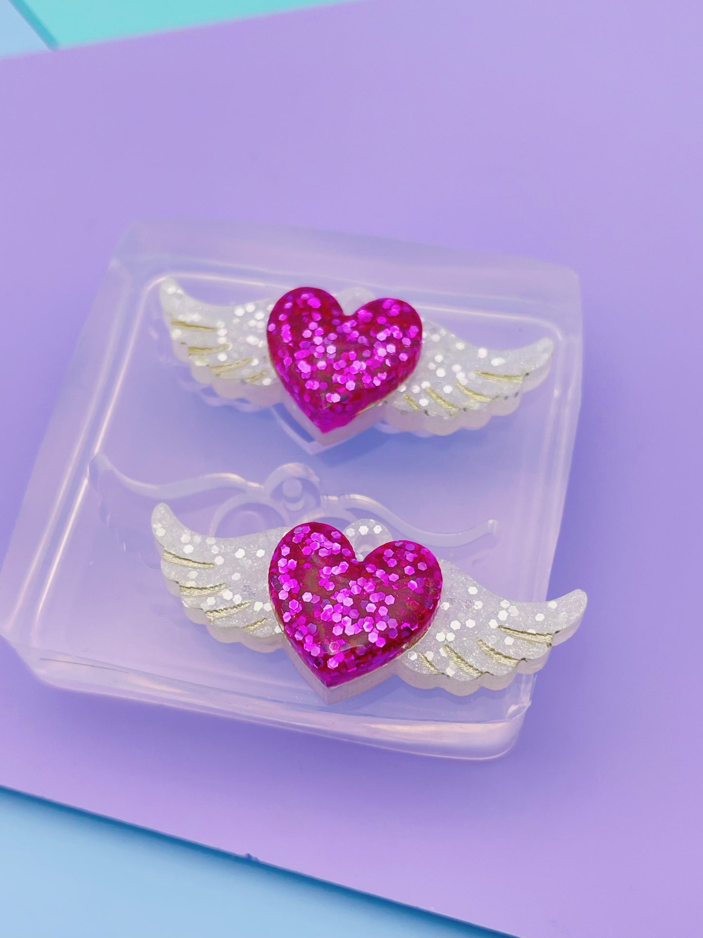 3.5 cm Flying Winged Heart Dangle Earring Mold
