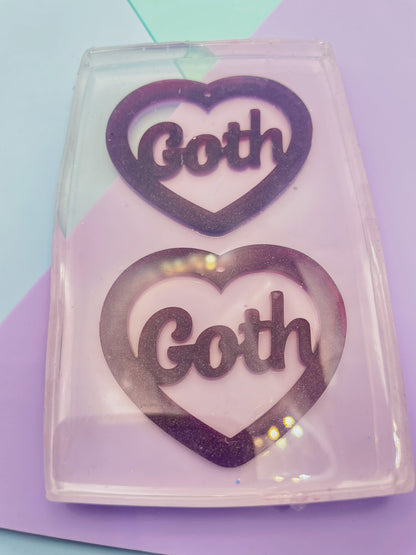 5 cm Goth Slogan Heart Word Dangle Earring Mold Clear Silicone Mould