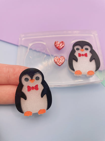 3cm Cute Penguin Multi-use Brooch Dangle Earring Mold