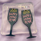 Happy New Year Wine Cocktail Glass Dangle Earring Mold 
