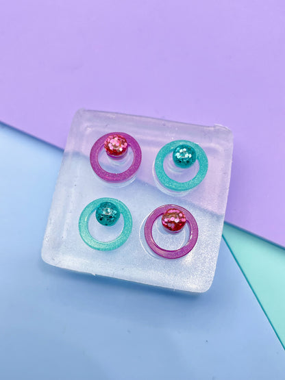 Mini Round Gem Nesting Circle Stud Earring Mold