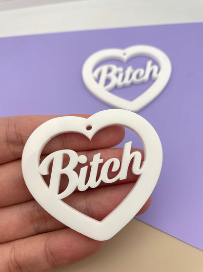 5cm Bitch Swear word Heart Dangle Earring Mold