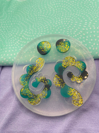 Matisse-inspired Spiral Algae Dangle/ Stud Earring Mould Silicone Mold