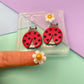 3 cm Ladybug Love bug Daisy Flower Brooch Dangle Earring Mold