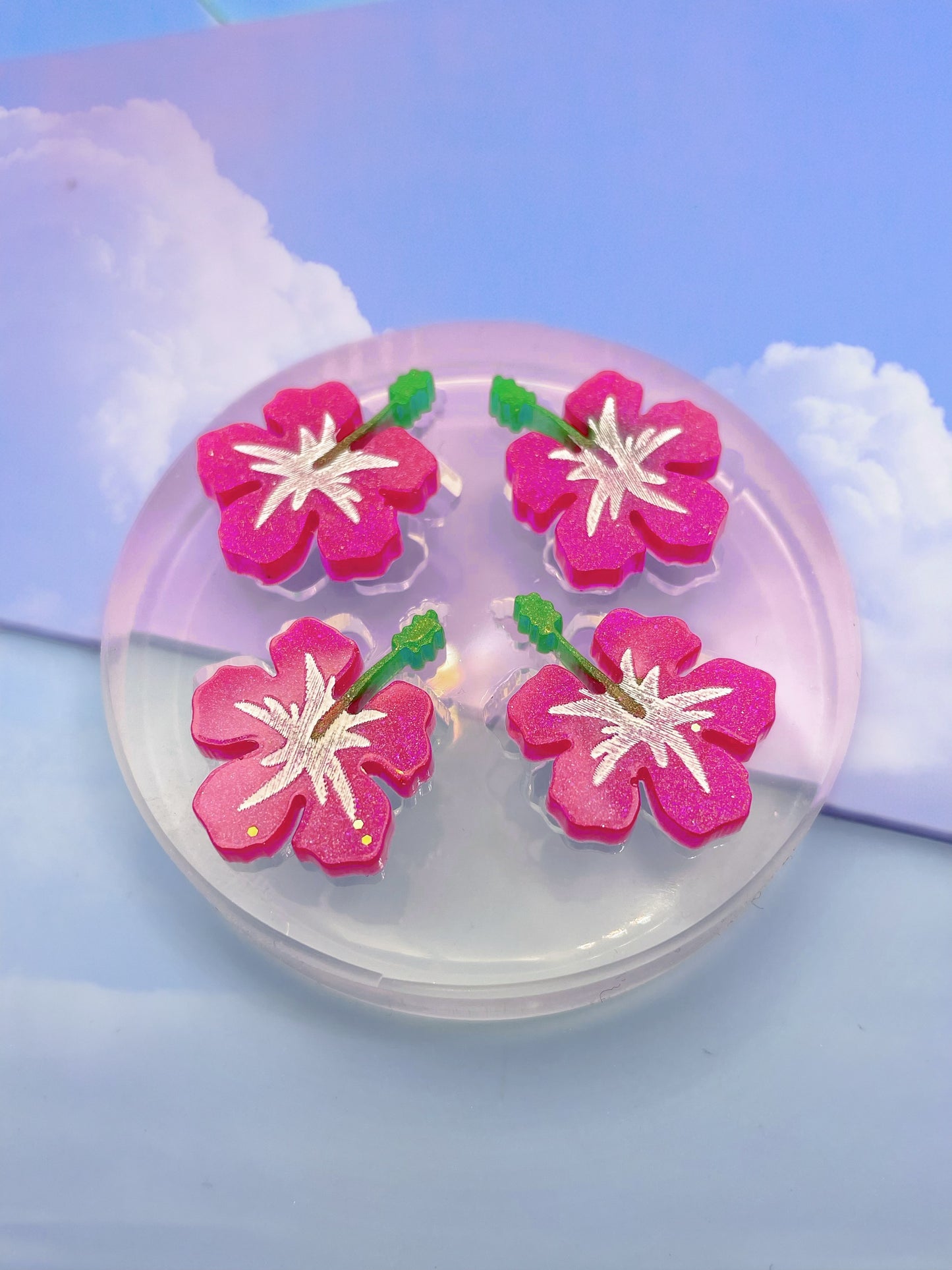 Small Hibiscus Flower Stud Earring Mold