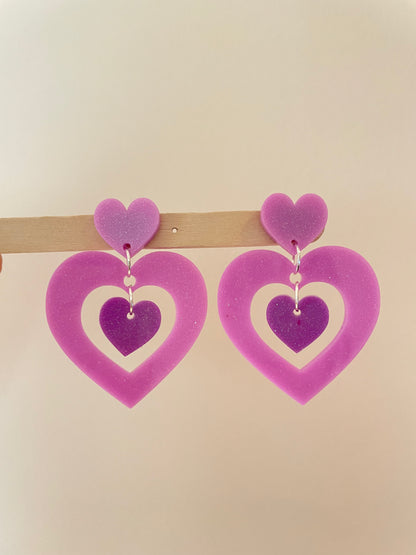 Large Nesting Heart dangle earring mold