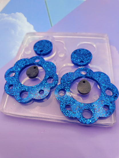 4 cm Moroccan Flower Hoop Dangly Earring Mold