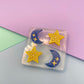 Mini engraved moon and star stud earring mold set
