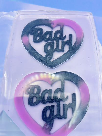 5cm Bad Girl Slogan Heart Dangle Earring Mold