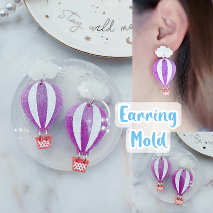 Hot Air Balloon Dangle Earring Mold with cloud toppers