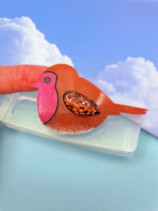 2022 Large 6 cm Layered Robin Brooch Mold with Predomed wing