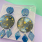 Starry Sky Round Disc with Rhombus tassel Dangle Drop Earring Mold