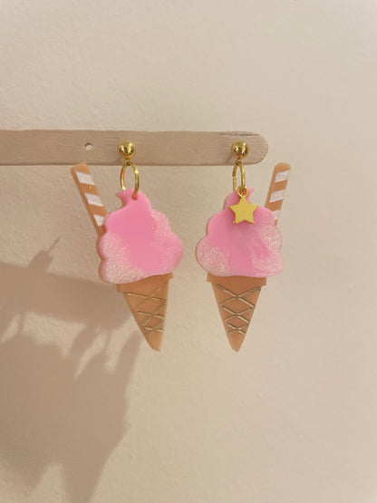 5 cm Sundae Ice Cream Waffle Cone Dessert Dangle Earring Mold