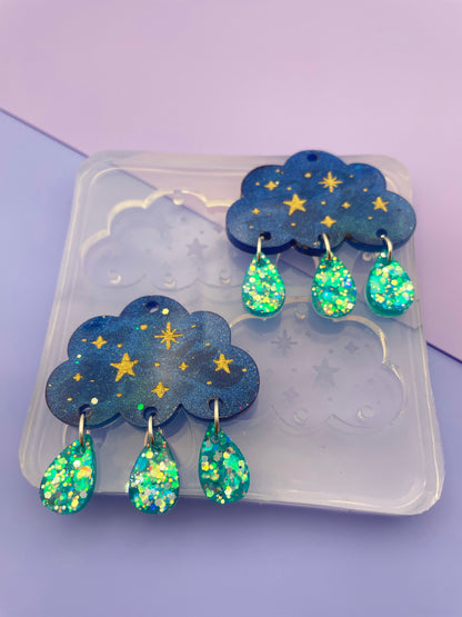 Starry Sky Rainy Clouds Dangle Drop Earring Mold