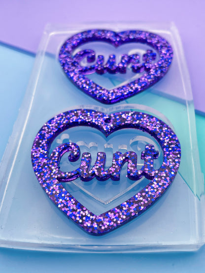 5cm Cunt Slogan Word Heart Dangle Earring Mold