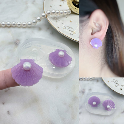 2.3 cm Mermaid Pearl on Seashell Stud Earring Mold