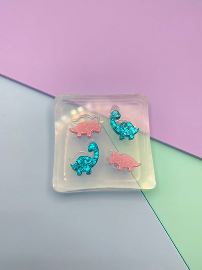 Mini Dino Stud Earring Mold Triceratops & Diplodocus/ Brontosaurus