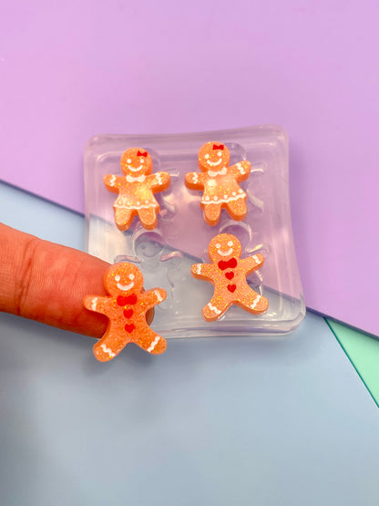 Mini Christmas gingerbread boys and girls stud earring mold