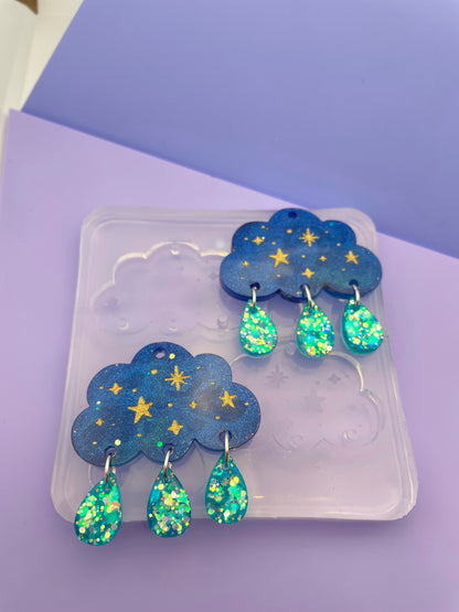 Starry Sky Rainy Clouds Dangle Drop Earring Mold