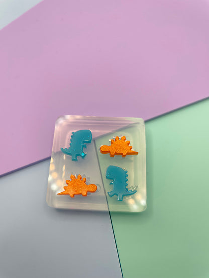 Mini Dino Stud Earring Mold Stegosaurus & Tyrannosaurus T-rex