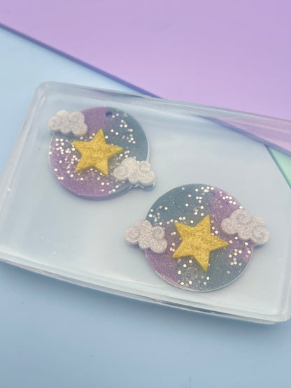 3.2 cm Sleeping Star Serene Night Sky Cloud Dangle Earring Mold