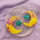 Crescent Moon With little dangly Star Dangle Earring Mold