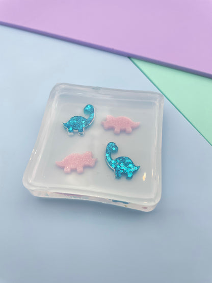 Mini Dino Stud Earring Mold Triceratops & Diplodocus/ Brontosaurus