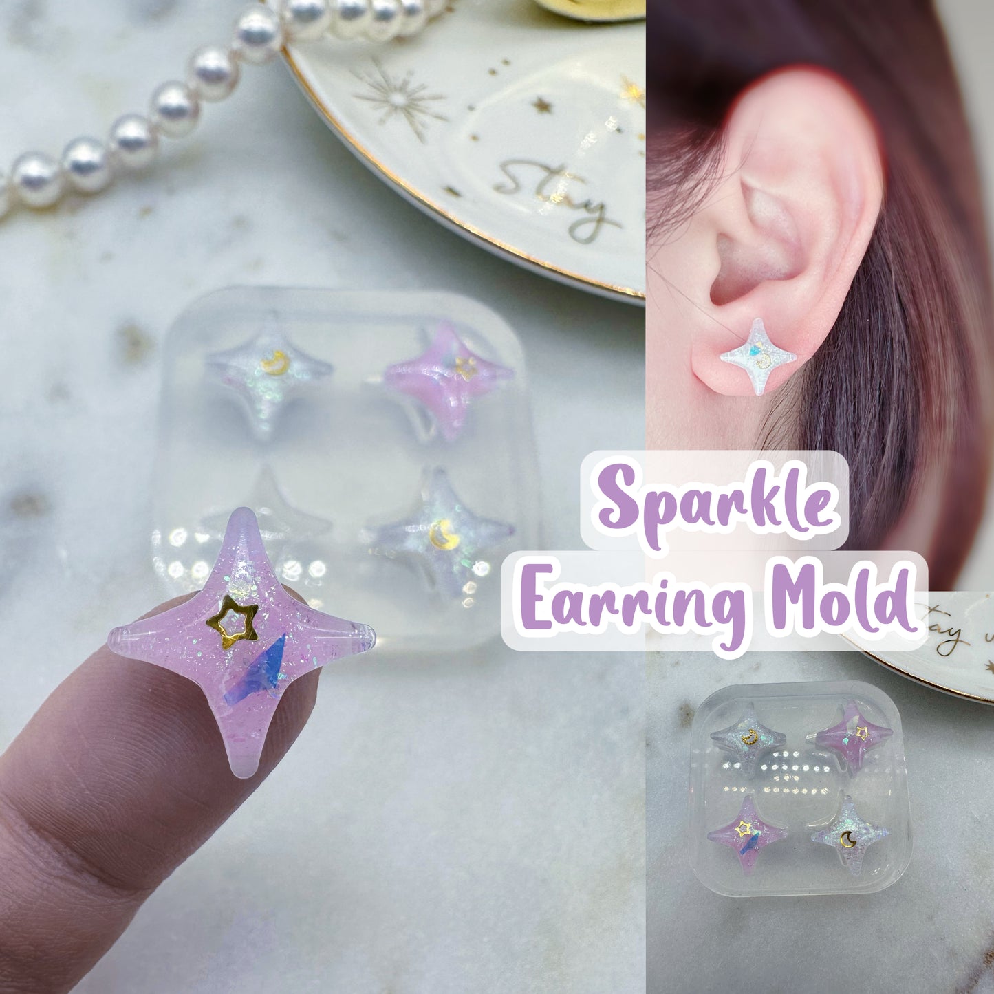Mini Sparkle 4-point Star Stud Earring Mold