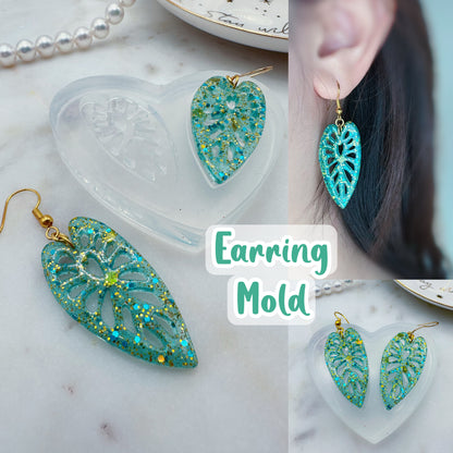 Beautiful 3.8 cm Heart-shaped Leaf Dangle Earring mold