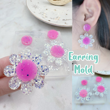 Large 3D Daisy Flower Dangle Drop Earring Mold