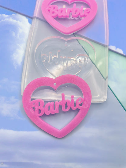 5cm Barbie Slogan Heart Dangle Earring Mold