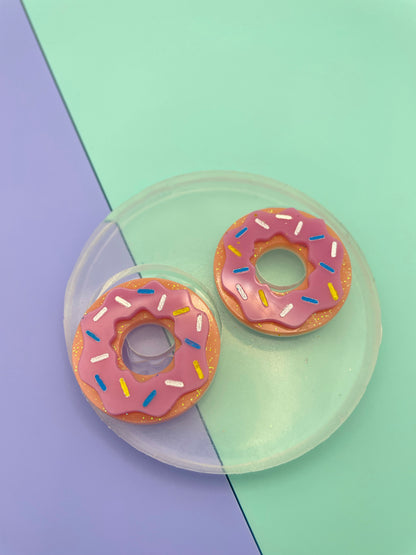 Sweet Donut Statement Stud or Spinner hoop charm earring mold