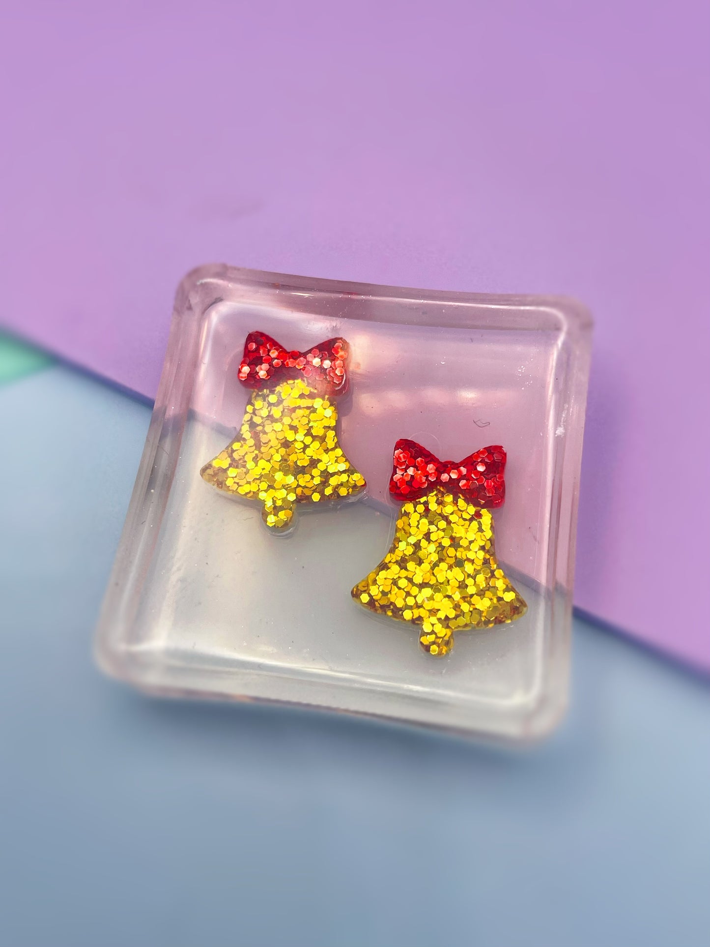 Mini Christmas Bell with Bow Stud Earring Mold