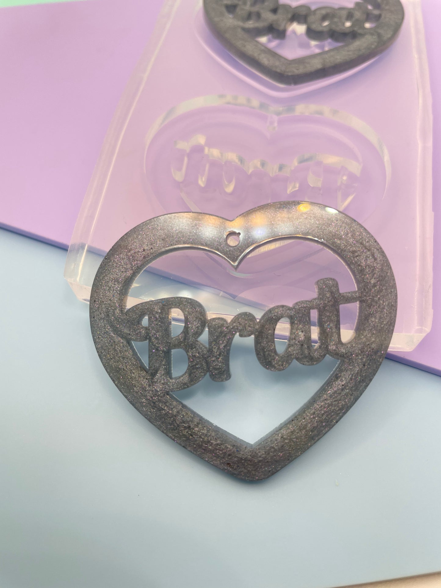 5cm Brat Heart Slogan Dangle earring mold