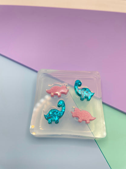 Mini Dino Stud Earring Mold Triceratops & Diplodocus/ Brontosaurus