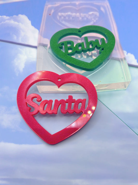 Santa Baby Slogan Heart Dangle Earring Mold