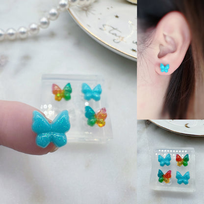 Tiny 1cm 3D butterfly Stud Earring Mold