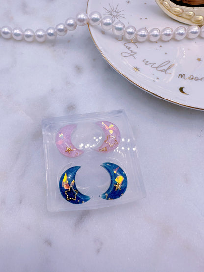 1.6 cm Pre domed Moon Stud Earring Mold