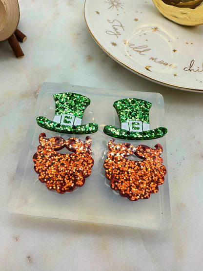 5cm Leprechaun Hat and Beard Dangle Earring Mold