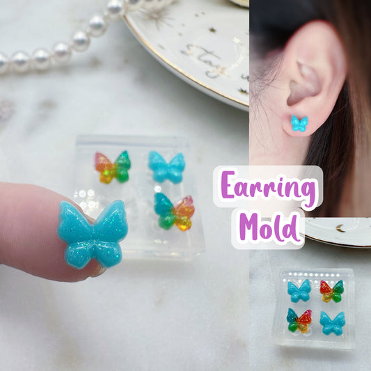 Tiny 1cm 3D butterfly Stud Earring Mold