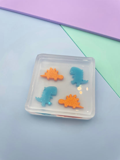 Mini Dino Stud Earring Mold Stegosaurus & Tyrannosaurus T-rex