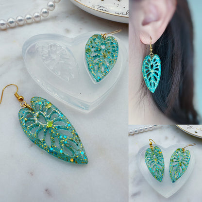 Beautiful 3.8 cm Heart-shaped Leaf Dangle Earring mold