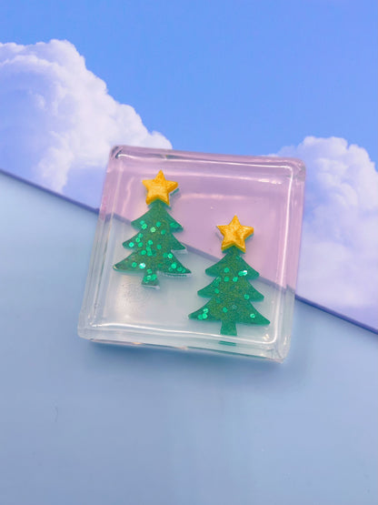 Mini Christmas Tree with Star Stud Earring Mold