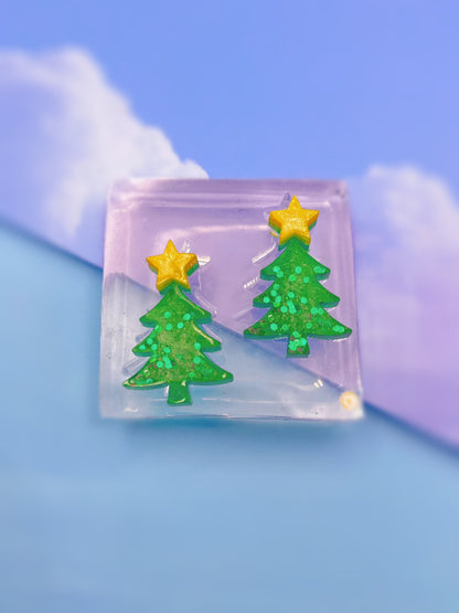 Mini Christmas Tree with Star Stud Earring Mold