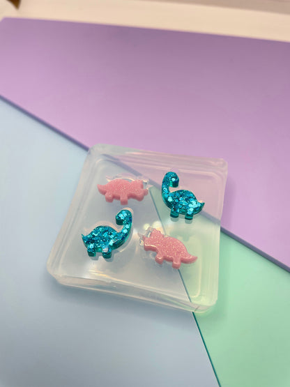 Mini Dino Stud Earring Mold Triceratops & Diplodocus/ Brontosaurus