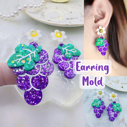 Grape with Flower Dangle Earring Mold