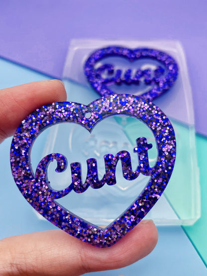 5cm Cunt Slogan Word Heart Dangle Earring Mold