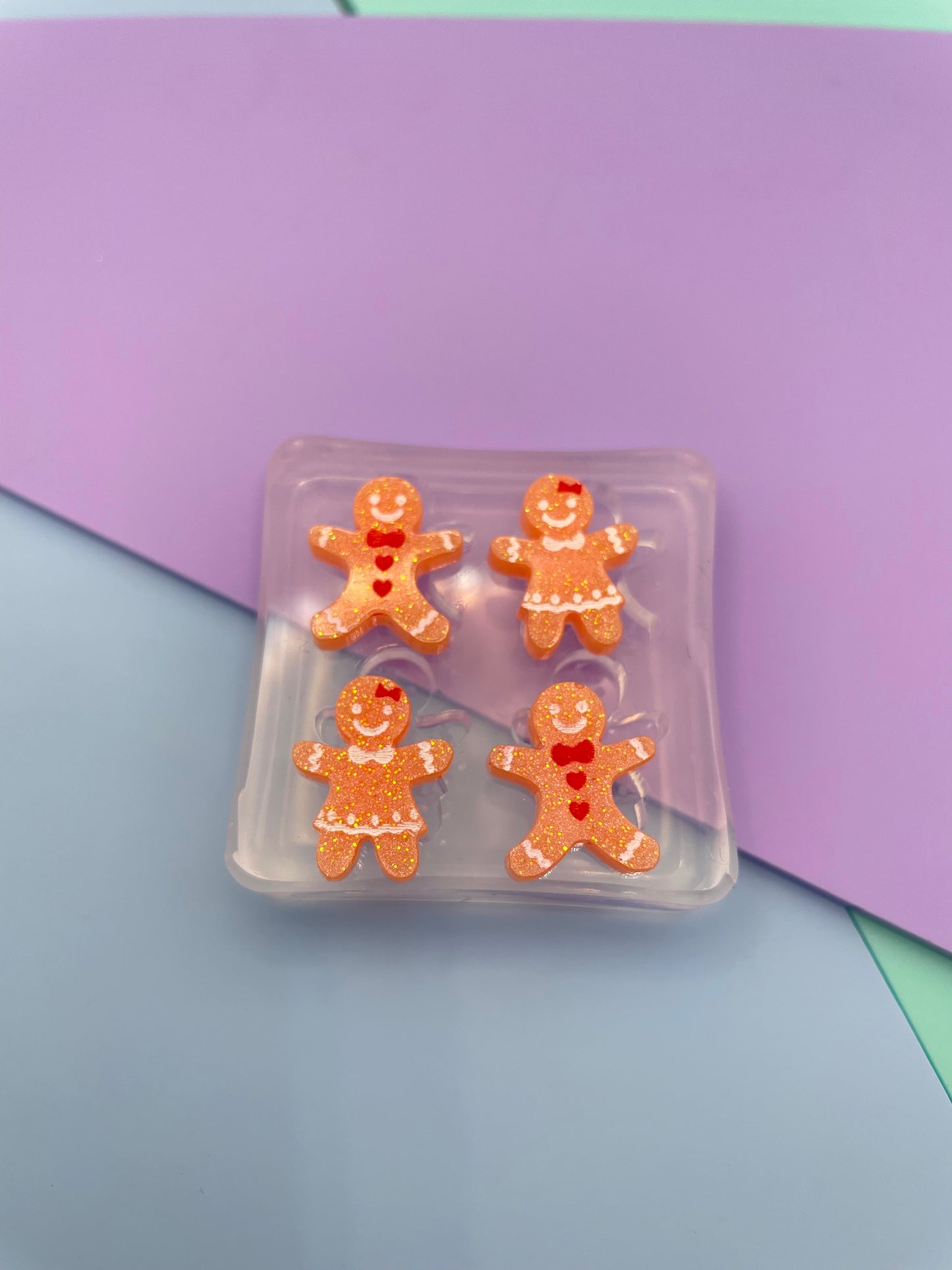Mini Christmas gingerbread boys and girls stud earring mold